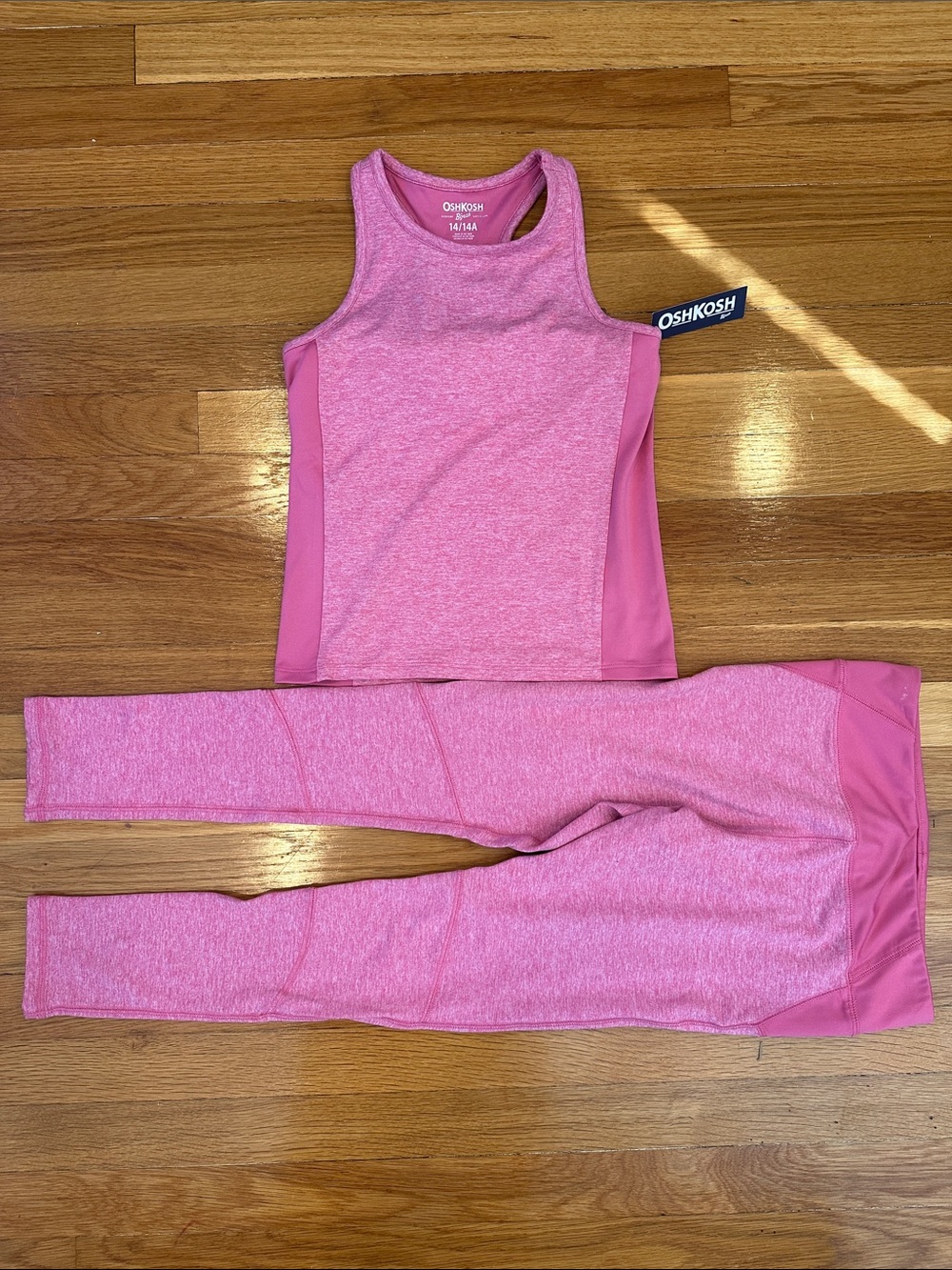 OshKosh Pink Girls Active Tank & Legging Set, NWOT, top 14, bottoms 12